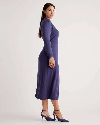 100% Silk Jersey Midi Wrap Dress - XS / Crimson Prism