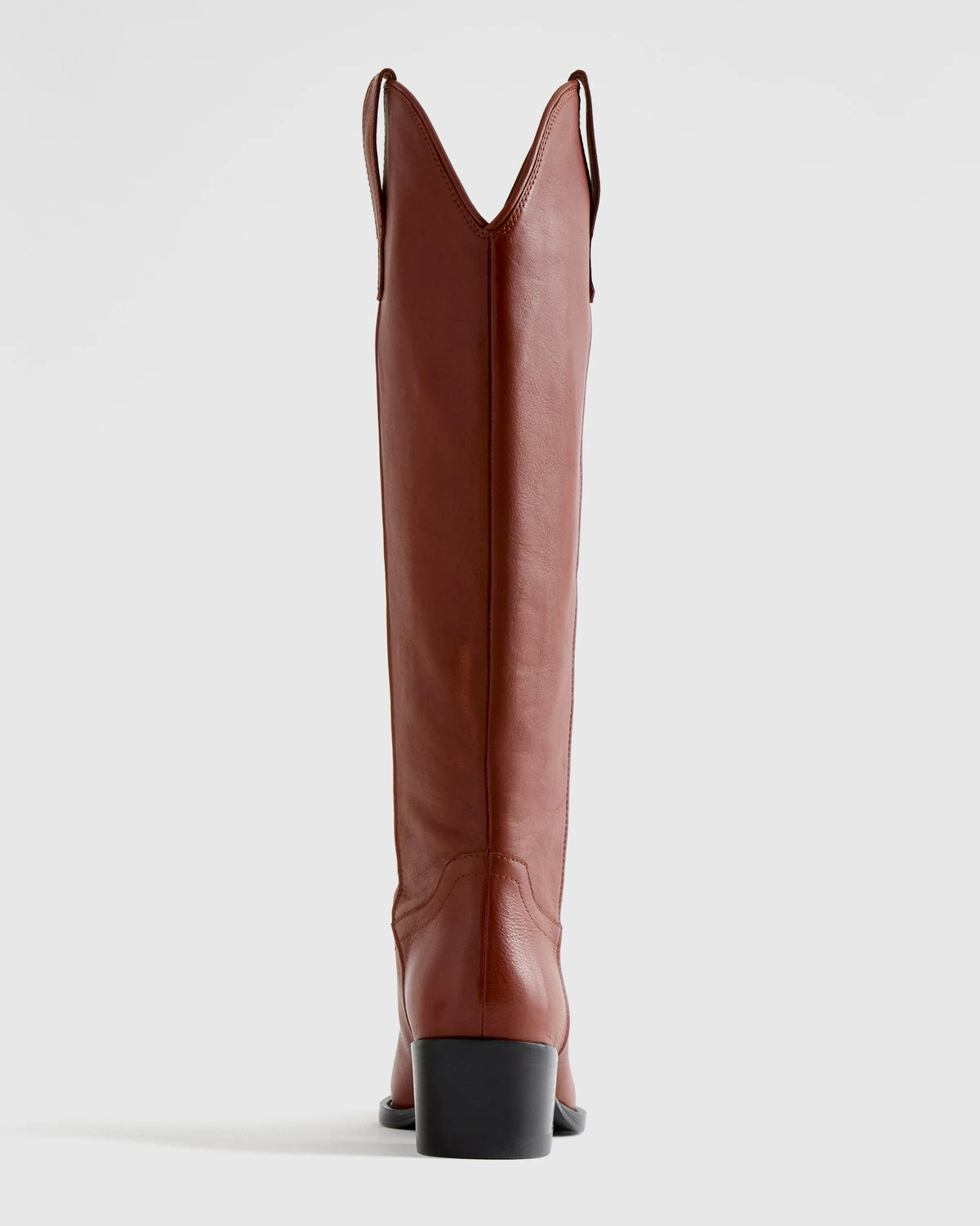 Italian Leather Tall Western Boots - 5 / Black