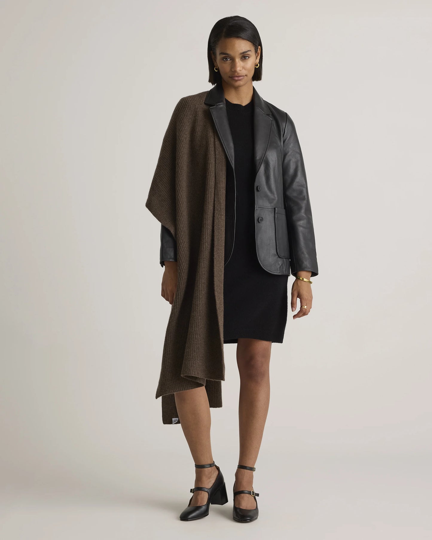 Mongolian Cashmere Ribbed Wrap - One Size / Heather Grey