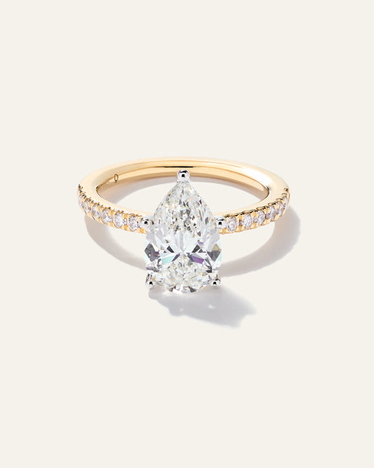 Lab Grown Diamond Pear Petite Pave Engagement Ring - 2.5ct - 4 / Yellow Gold