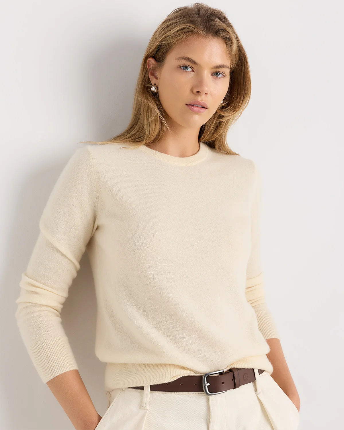 Mongolian Cashmere Crewneck Sweater - XS / Ivory
