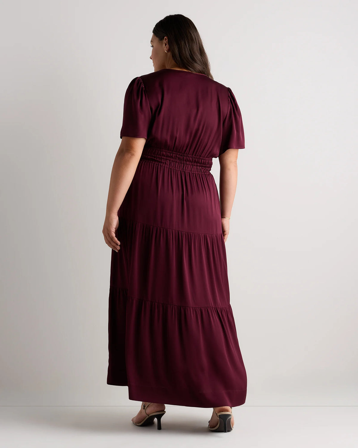 Washable Stretch Silk Tiered Maxi Dress - 1X / Navy