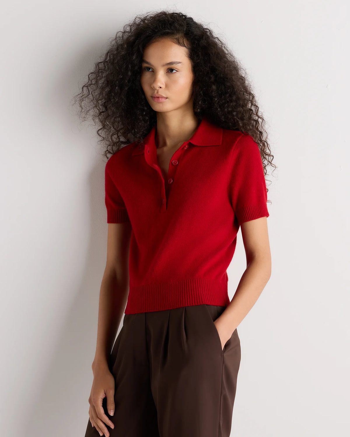 Mongolian Cashmere Short Sleeve Polo - XS / Oatmeal