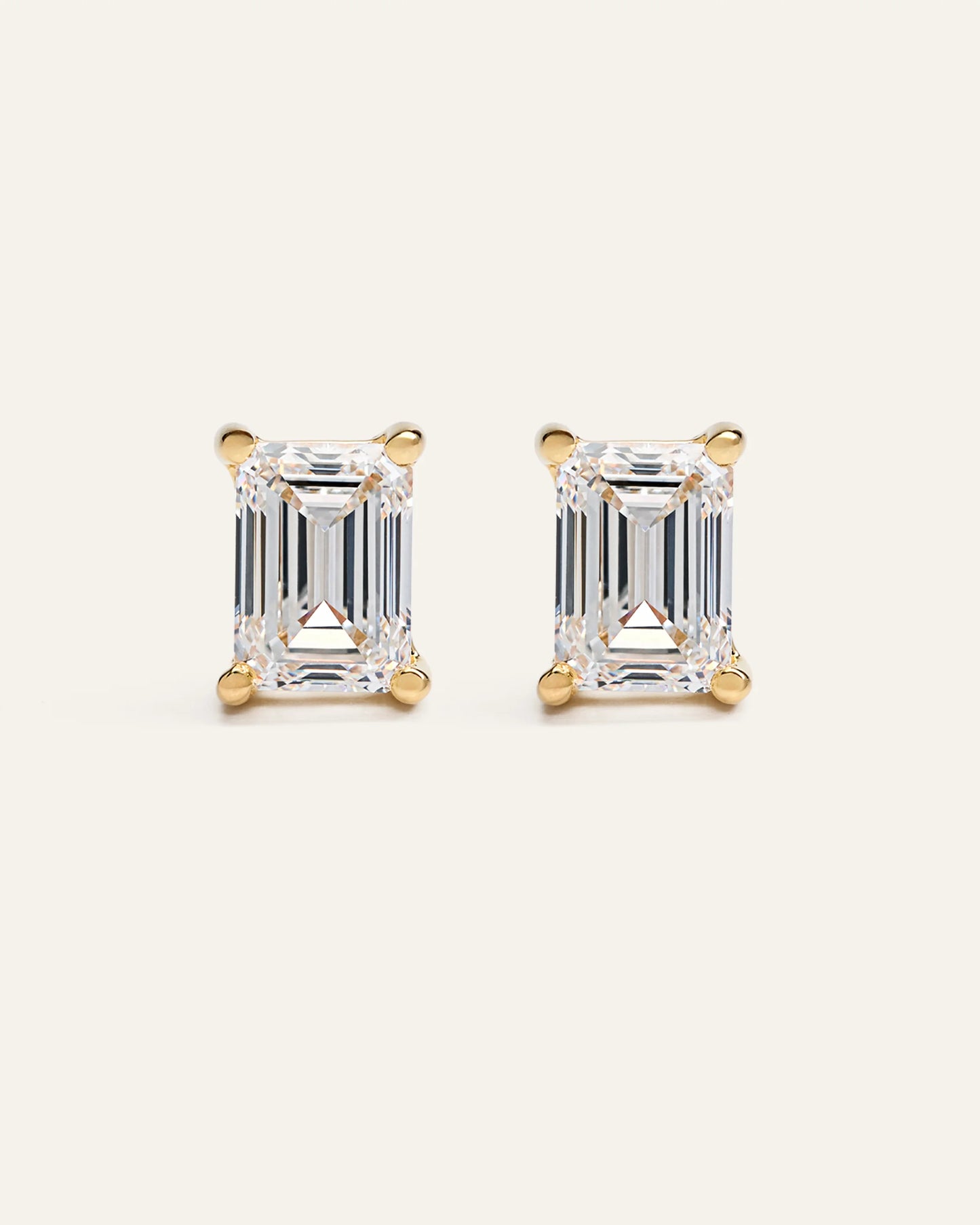 14K Gold Lab Grown Diamond Statement Emerald Studs - 8ctw - One Size / Yellow Gold