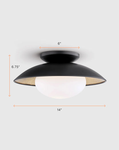 Steel and Gold Foil Flush Mount - One Size / White