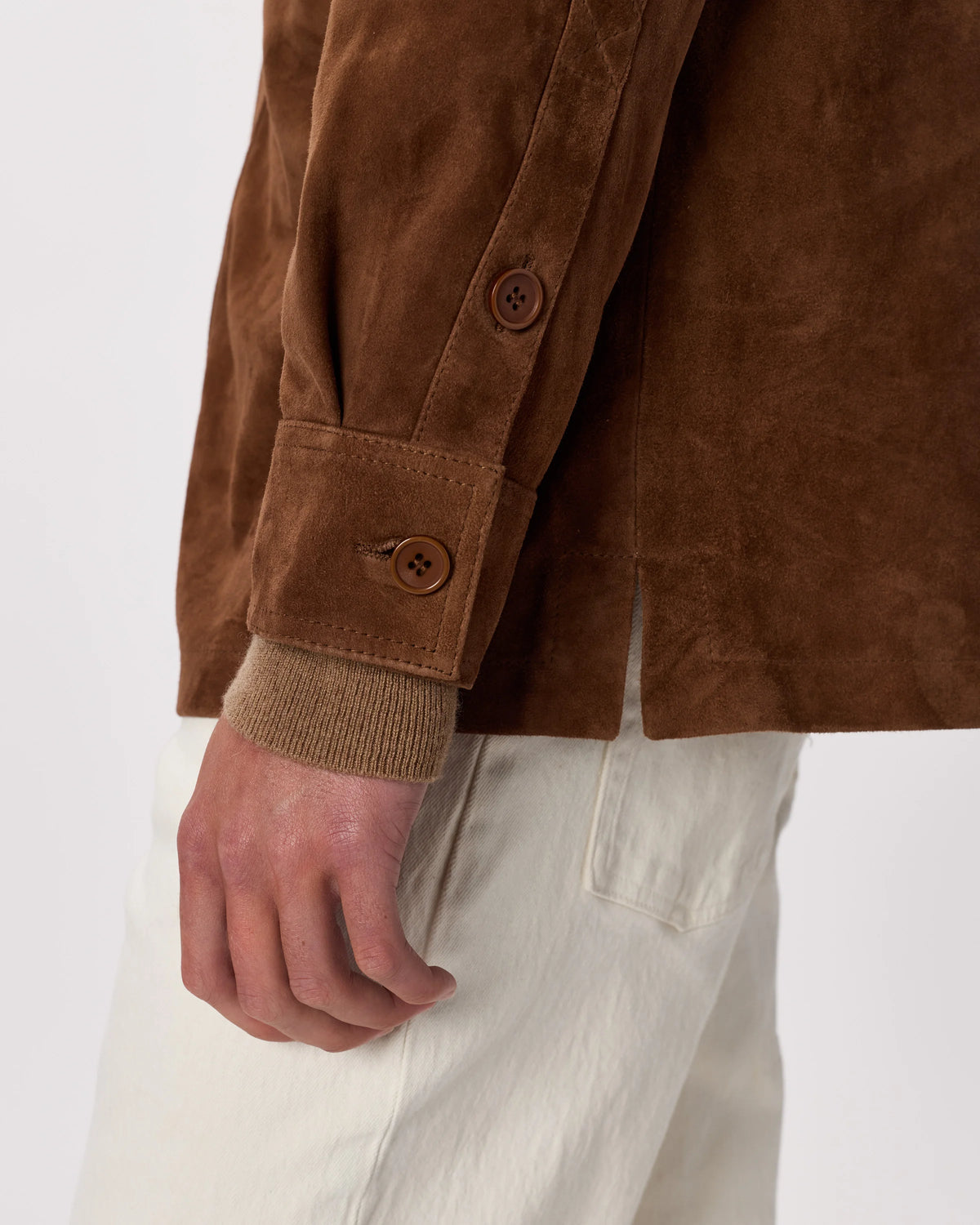 100% Suede Overshirt - S / Cognac Brown