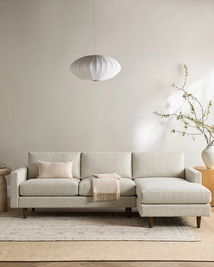 Atlas Midcentury Chaise Sectional in Performance Basketweave - 106" Right Arm / Navy