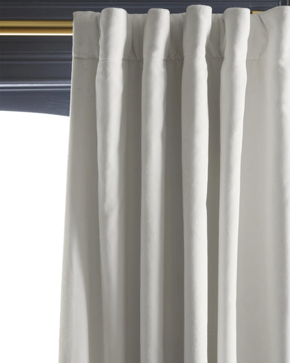 Cotton Velvet Room Darkening Curtain - Single Panel - 48x84 / Ivory