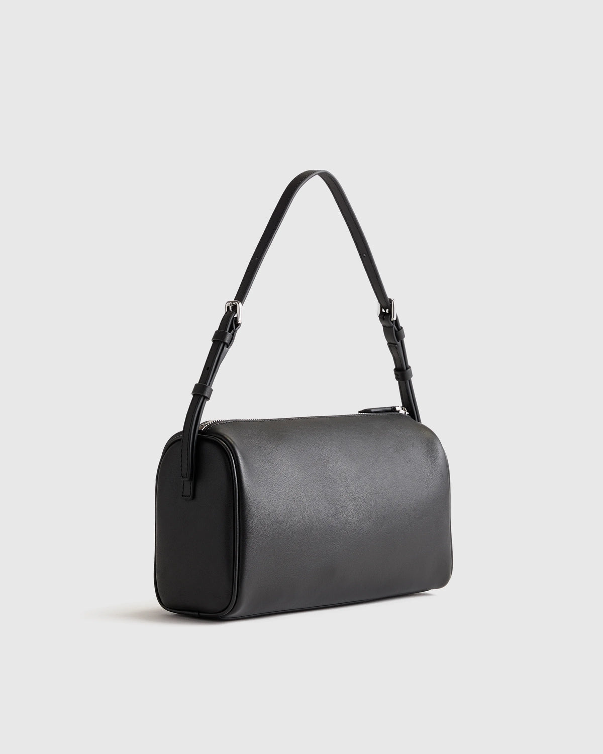Italian Leather Mini Barrel Shoulder Bag - One Size / Dark Brown
