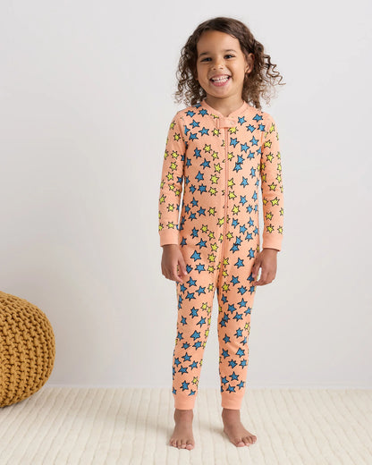 100% Organic Cotton One Piece Pajama - 2T / Navy Stripe