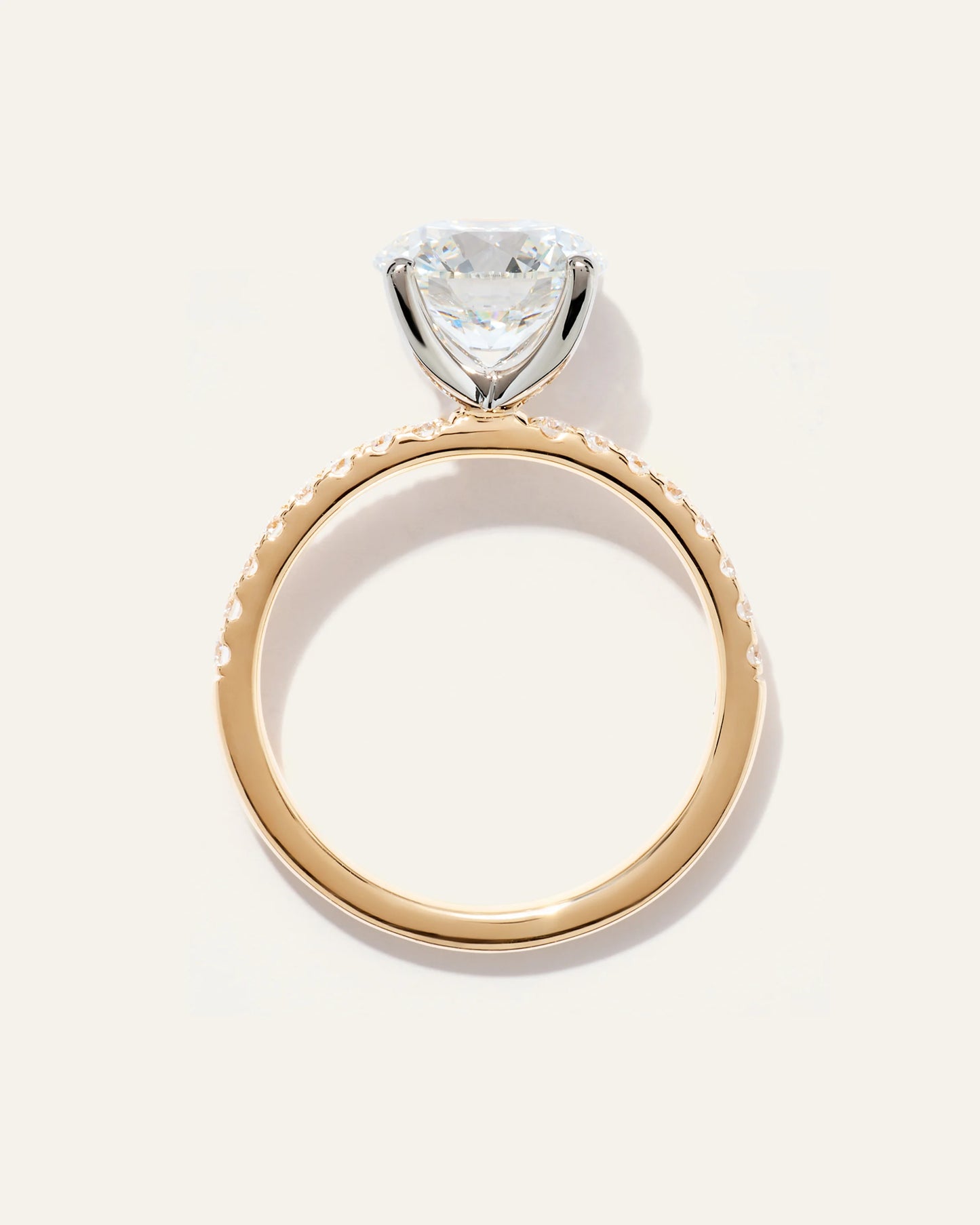 Lab Grown Diamond Round Petite Pave Engagement Ring - 2.5ct - 4 / Yellow Gold