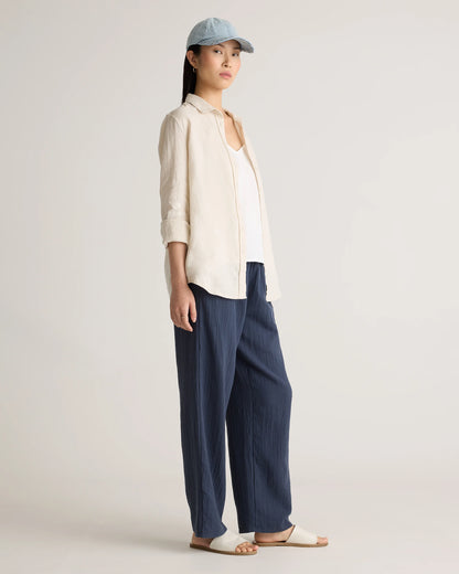 100% Organic Cotton Gauze Straight Leg Pants - XS / Spiced Orange
