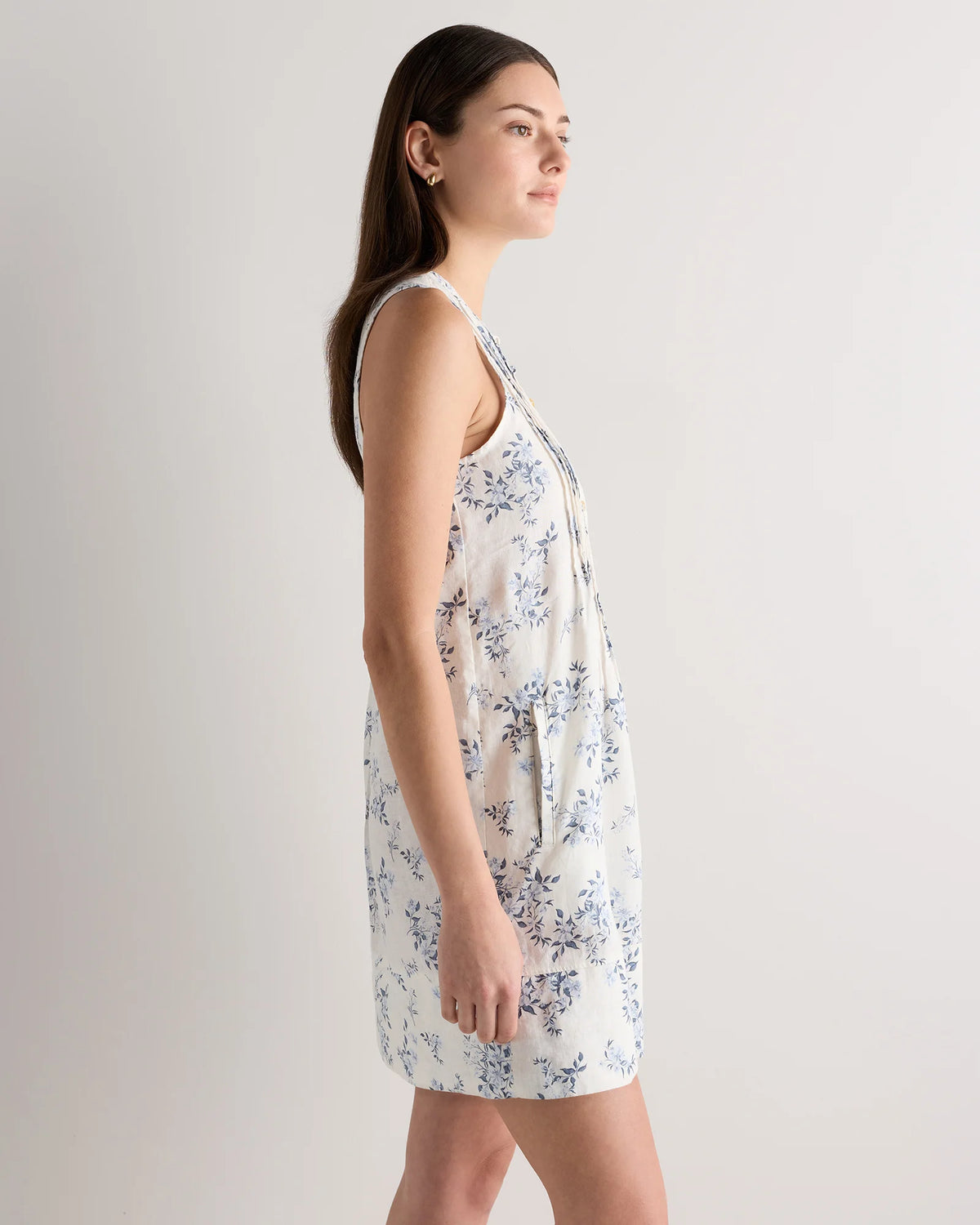 100% European Linen Sleeveless Swing Dress - XS / Classic Mini Gingham