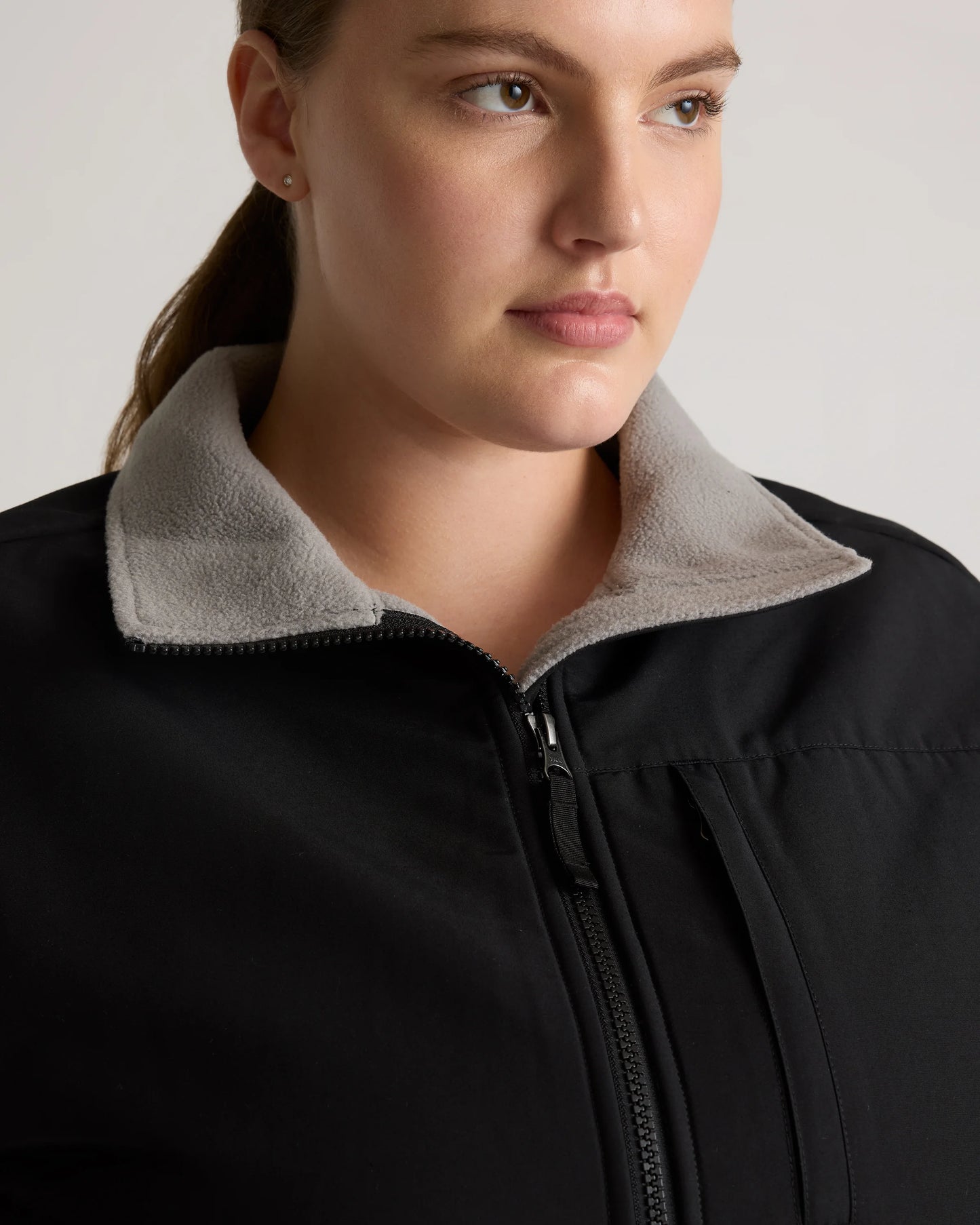 Polar Fleece Full-Zip Jacket - XS / Gravel/Bold Black