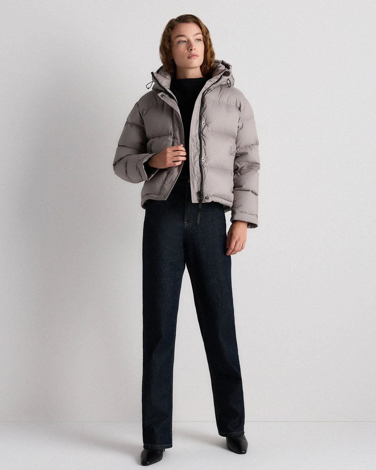 Responsible Down Cropped Puffer Jacket - XS / Shiny Black