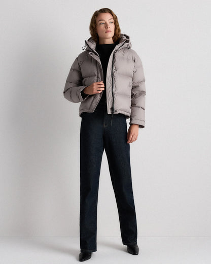 Responsible Down Cropped Puffer Jacket - XS / Shiny Black