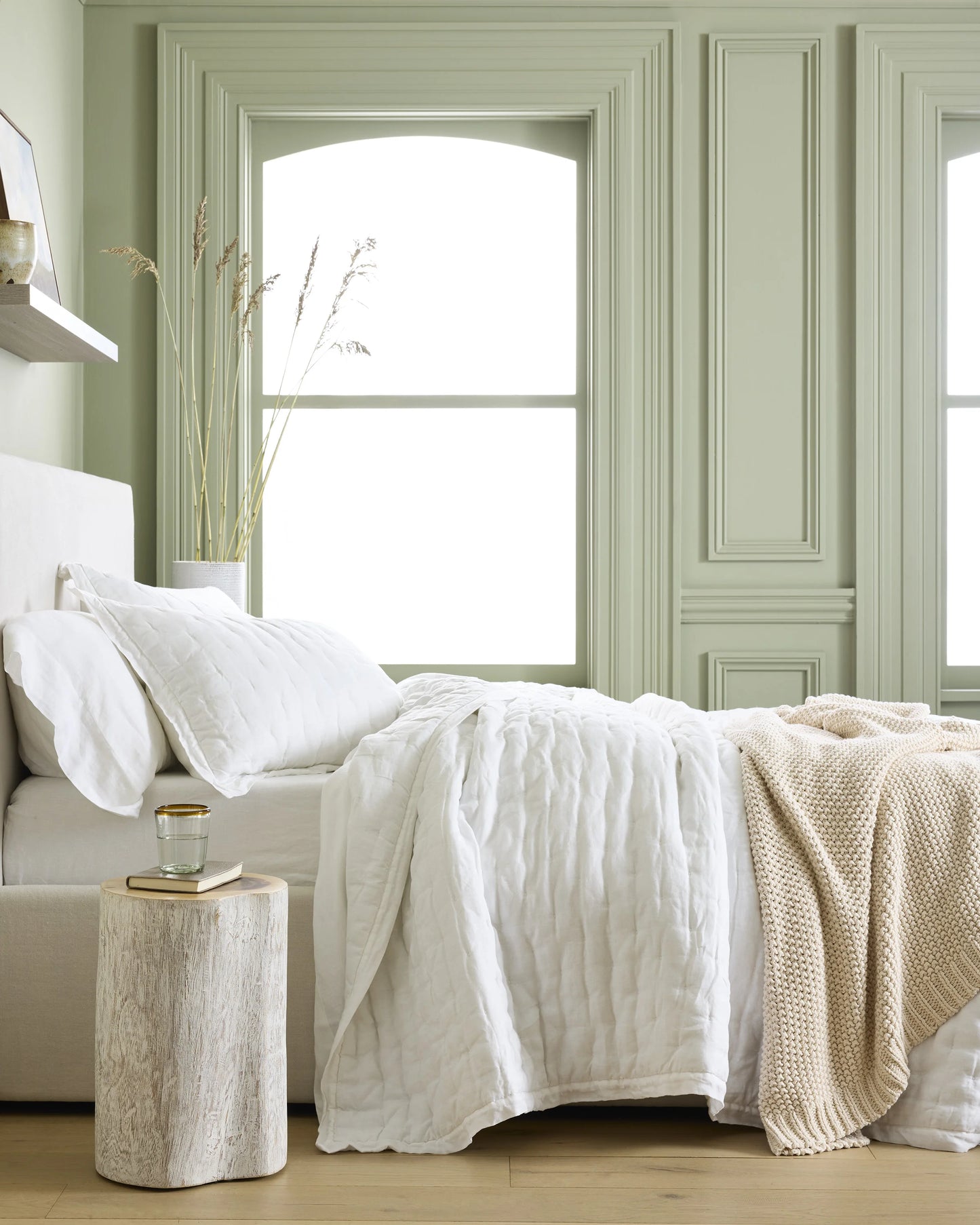 European Linen Dream Quilt Set - Twin / Dusty Olive