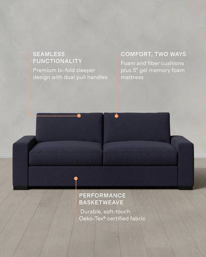 Stillman Sleeper Sofa in Performance Basketweave - Queen / Flax