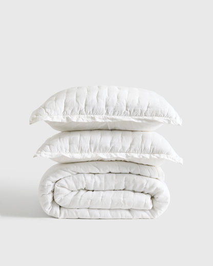 European Linen Dream Quilt Set - Twin / Dusty Olive