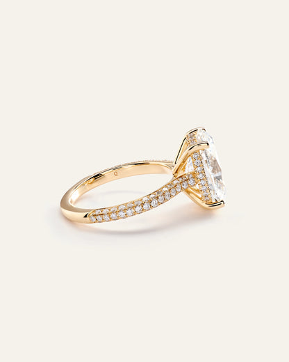 Lab Grown Diamond Oval Pave Cathedral Engagement Ring - 5ct - 4 / Yellow Gold