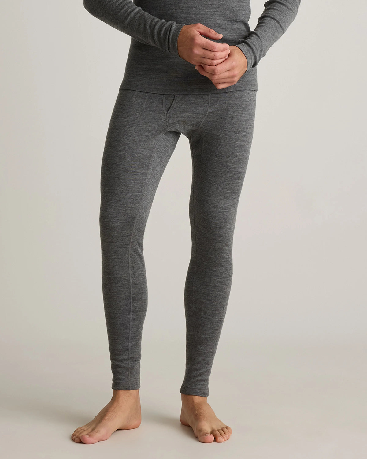 100% Merino Wool Cold Weather Base Layer Bottoms - S / Black