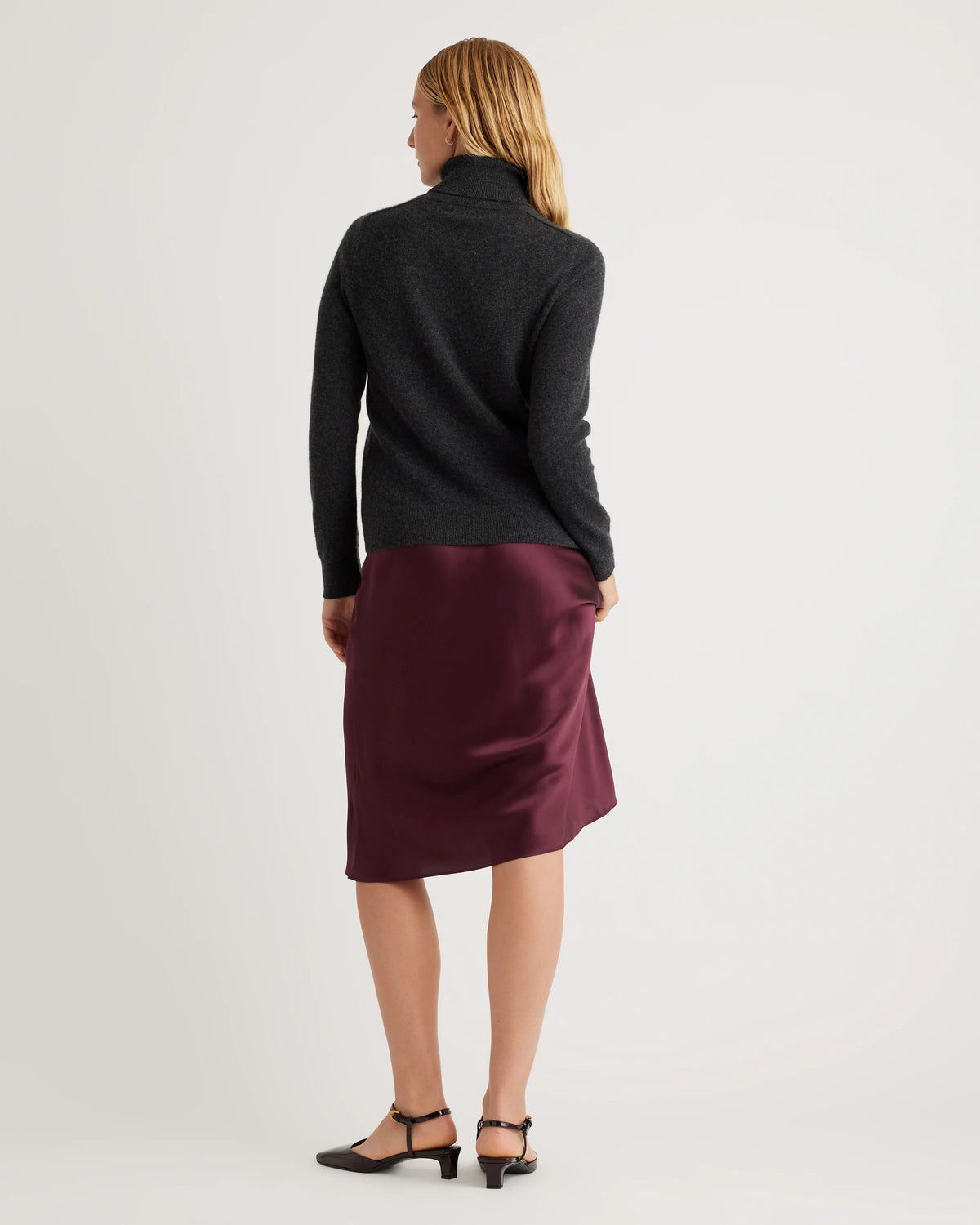 100% Washable Silk Skirt - XS / Champagne