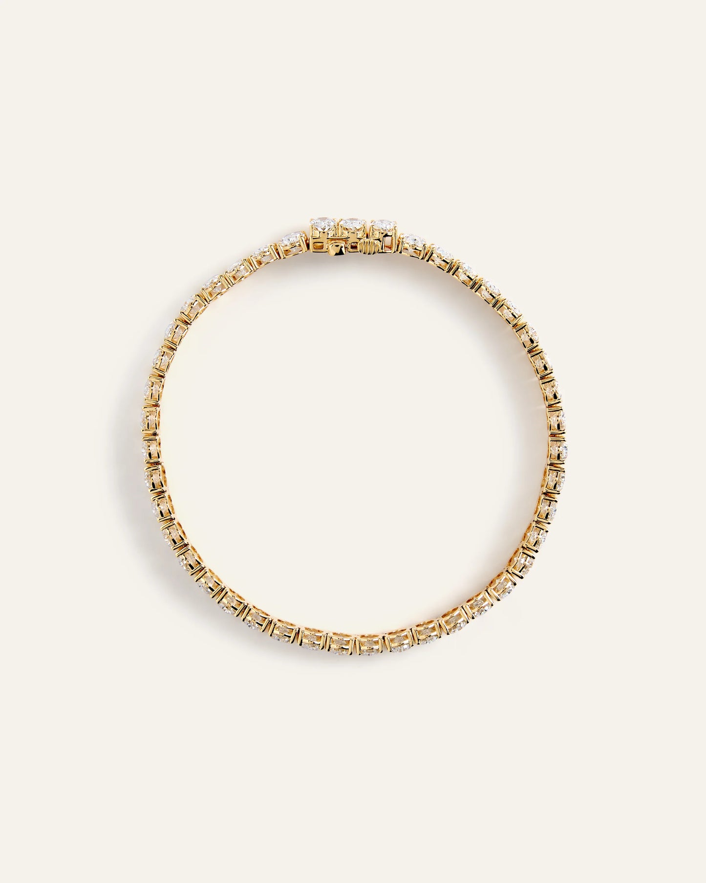 14K Gold Lab Grown Diamond North-South Oval Tennis Bracelet - 15ctw - 6.5" / Yellow Gold