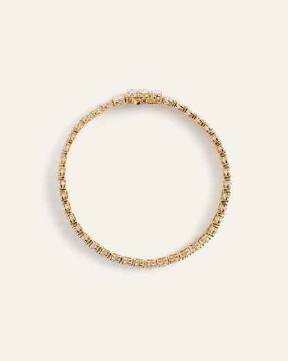 14K Gold Lab Grown Diamond North-South Oval Tennis Bracelet - 15ctw - 6.5" / Yellow Gold