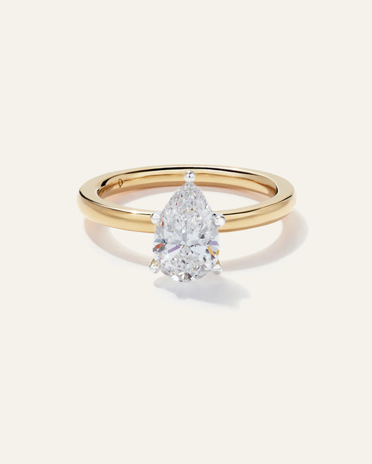 Lab Grown Diamond Pear Comfort Fit Engagement Ring - 1.5ct - 4 / Yellow Gold
