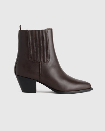 Italian Leather Western Chelsea Ankle Boot - 5 / Coffee Bean