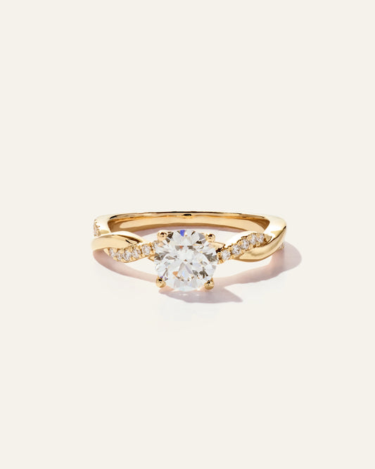 Lab Grown Diamond Round Twisted Engagement Ring - 1ct - 4 / Yellow Gold