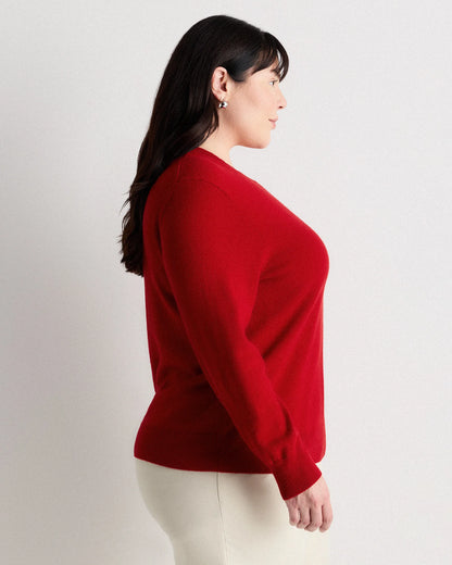 Mongolian Cashmere Crewneck Sweater - 1X / Pale Custard Yellow