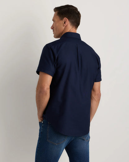 100% Organic Cotton Short Sleeve Oxford Shirt - S / Dark Coal