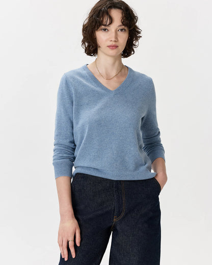 Mongolian Cashmere V-Neck Sweater - XS / Rich Burgundy