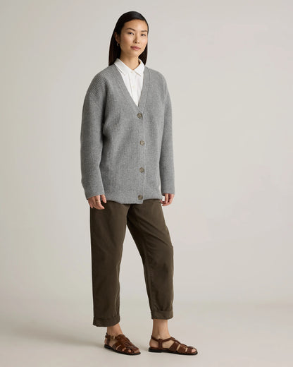 Mongolian Cashmere Oversized Boyfriend Cardigan Sweater - XS / Brown