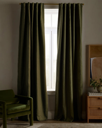 European Linen True Blackout Curtain - Single Panel - 48x84 / White