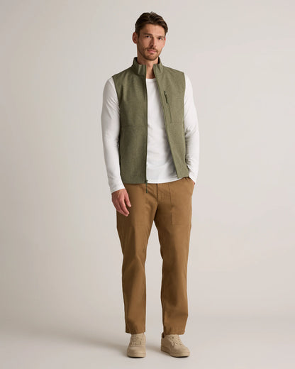 Softshell Fleece-Lined Full-Zip Vest - S / Heather Deep Navy