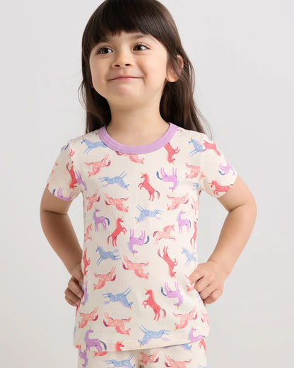100% Organic Cotton Short Sleeve and Shorts Pajama Set - 2T / Navy Stripe