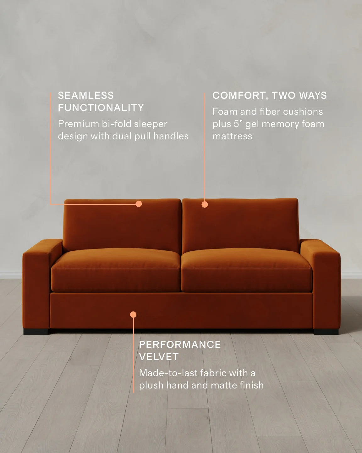 Stillman Sleeper Sofa in Performance Velvet - Queen / Java