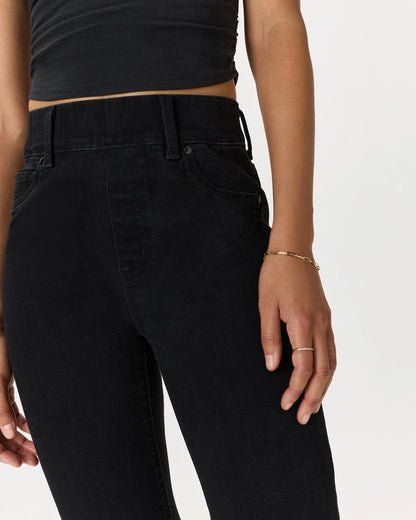 Nina Stretch Pull-On Kick Flare Jeans - XS / Raven Black