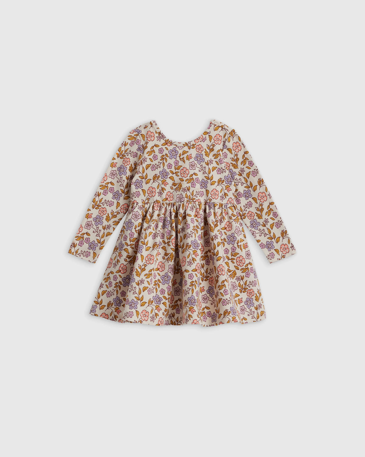 Organic Cotton Long Sleeve Skater Dress - 0-3M / Flower Buds