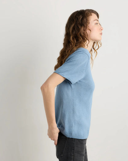 Lightweight Cotton Cashmere Relaxed Sweater Tee - XS / Sugar Stone