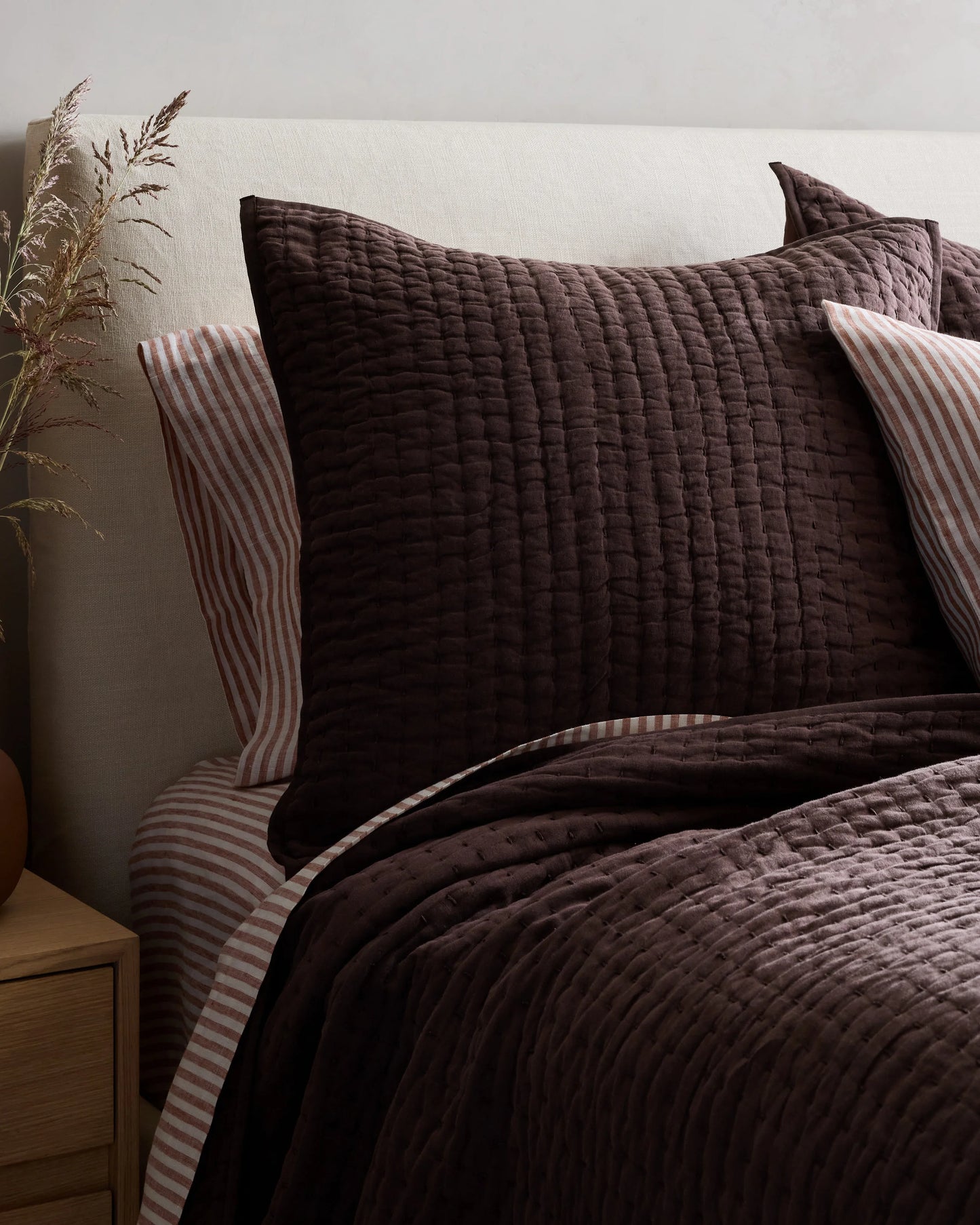 European Linen Cotton Stitch Quilted Euro Sham - Euro / Orchid