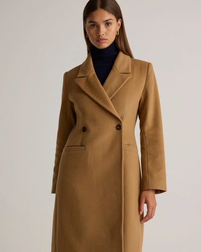 Italian Wool Tailored Long Coat - XS / Caramel