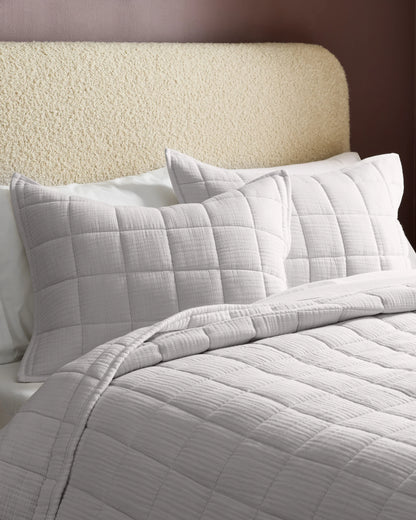 Organic Cotton Gauze Box Quilt Sham Set - Standard / Mineral
