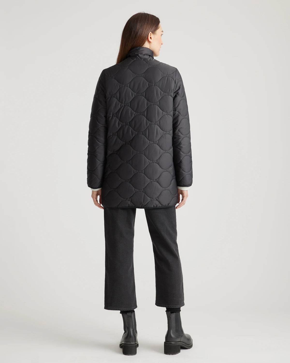 Featherless Quilted Long Puffer Jacket - XS / Silken White