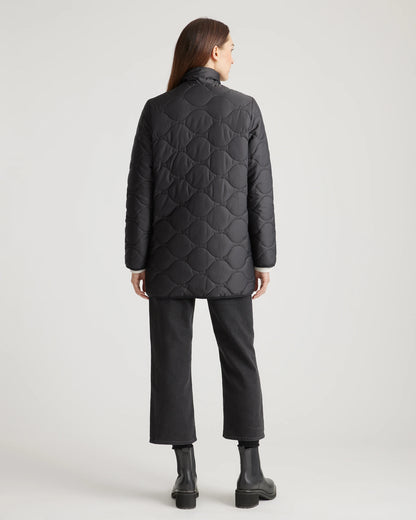 Featherless Quilted Long Puffer Jacket - XS / Silken White