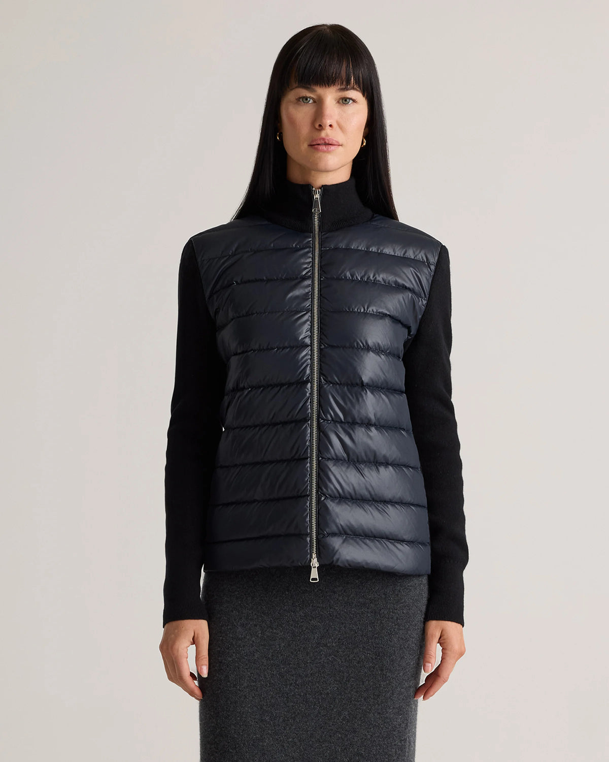 Mixed Media Down and Cashmere Jacket - XS / Oatmilk