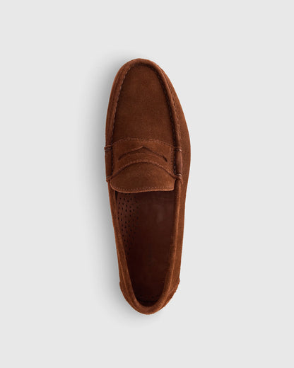Essential Suede Penny Loafer - 7 / Whiskey