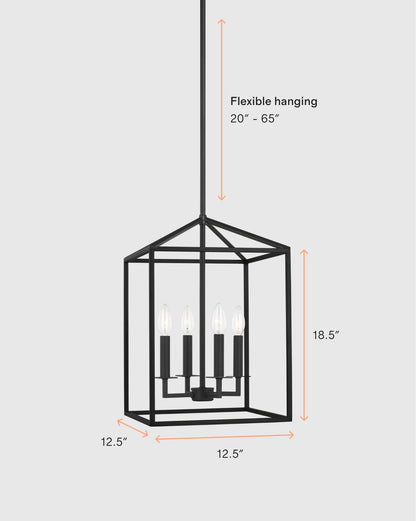 Steel Lantern Pendant Light - Small / Brass